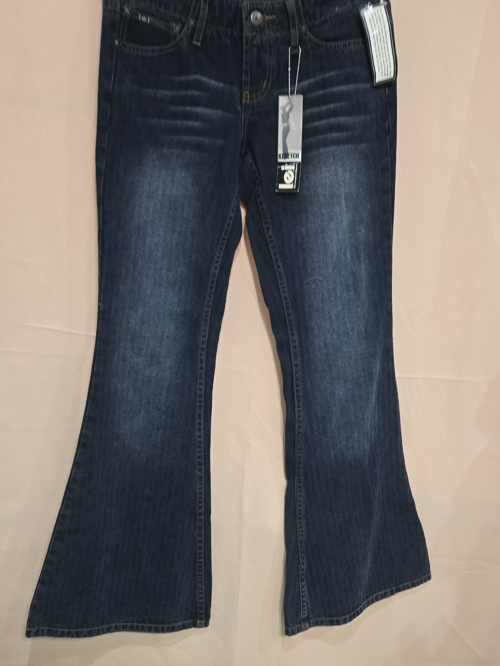 lei Dark Blue Flare Jeans with Whisker Fade